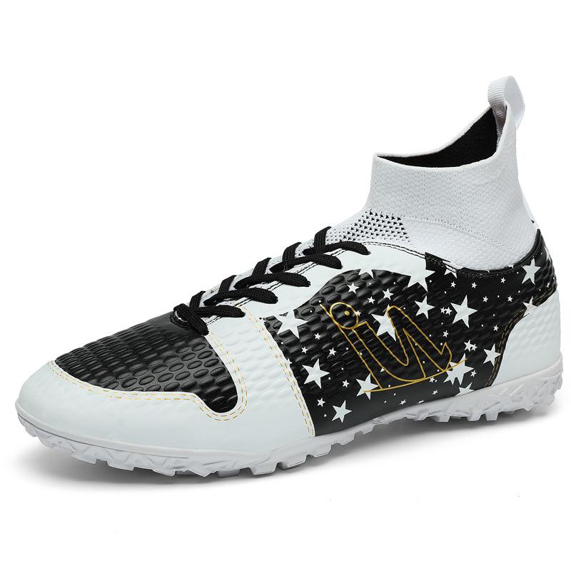K100 Football Shoes Children Boys Girls Mid To High Height Flying Weave HG Long Nails FG Broken TF Flat Leather Surface Sport