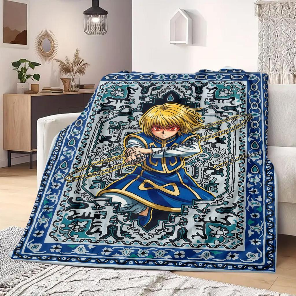 Hunter Anime Print Blanket Warm Comfortable Flannel Blanket Suitable for Bedrooms, Sofas, Beds, Chairs, Picnics, Travel