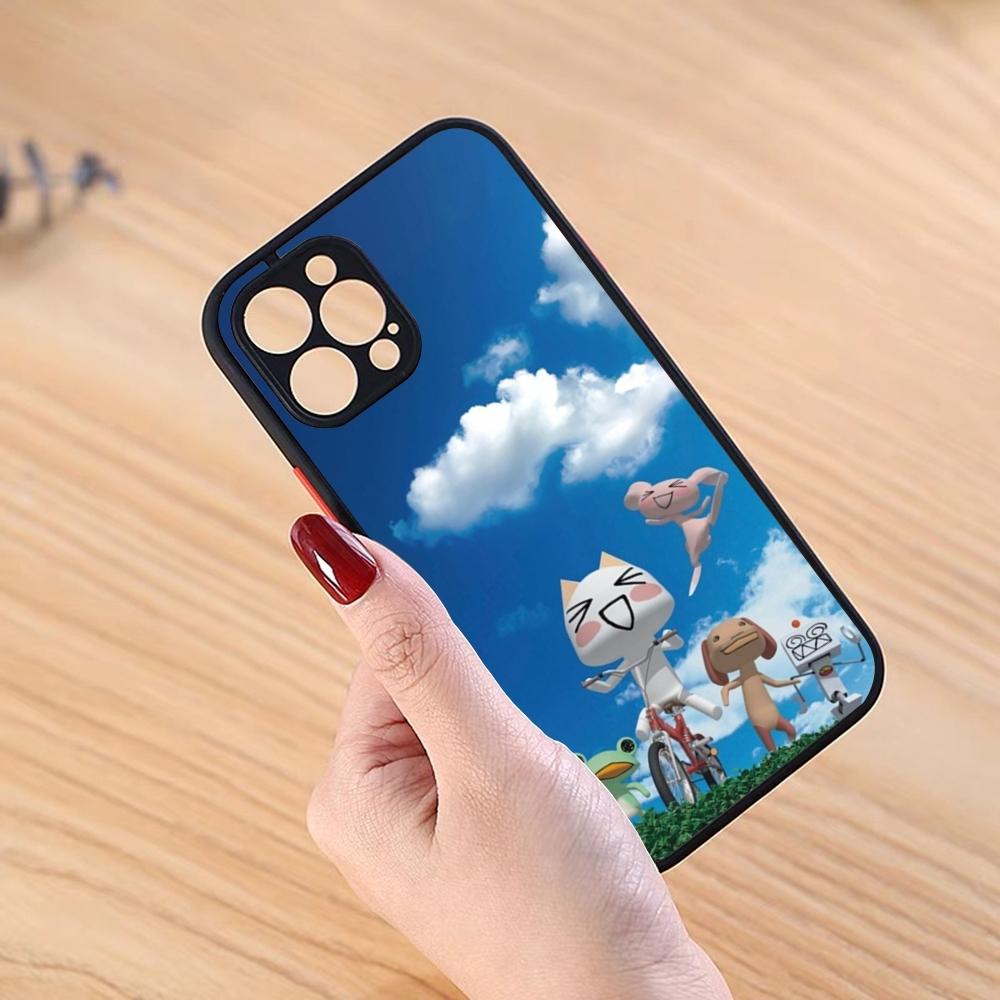 

INS Cute Toro Inoue Cat Phone Case Black Matte For IPhone 16ProMax 15 13 12 11 14 Pro Max Mini Plus SE2020 XS Max XR Cover iPhone 13