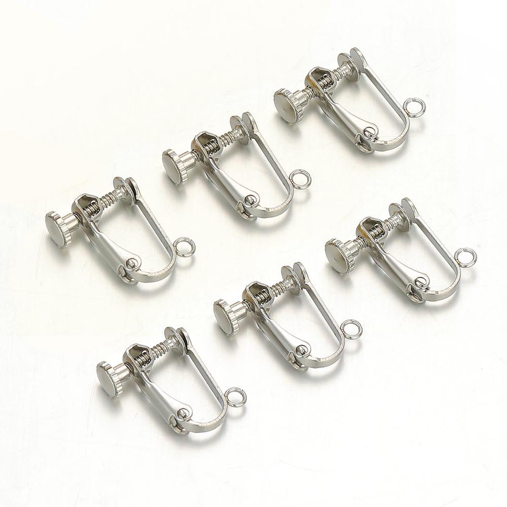 

10pcs Stainless Steel Gold Color Plated Screw Ear Clip Earrings Hooks with Loop Ear Post Jump Ring DIY Jewelry Making Findings