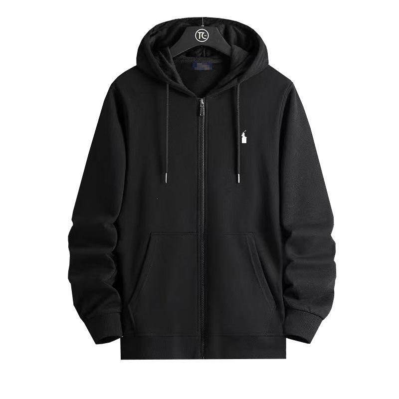 Embroidered Little Horse Men's Hooded Polo Cardigan - Spring/Autumn Style Casual Jacket