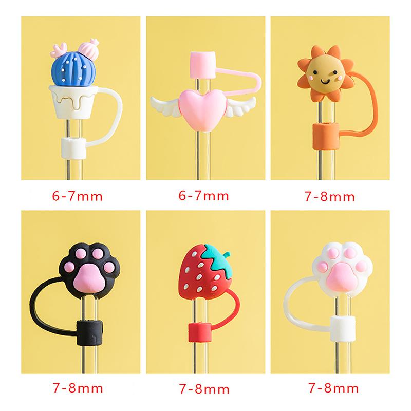 1 Pc Cartoon Drinking Dust Cap Silicone Straw Plug Tips Cover Reusable Cap Cup Accessories Dust-Proof Drinkware Kitchen Bar Tool