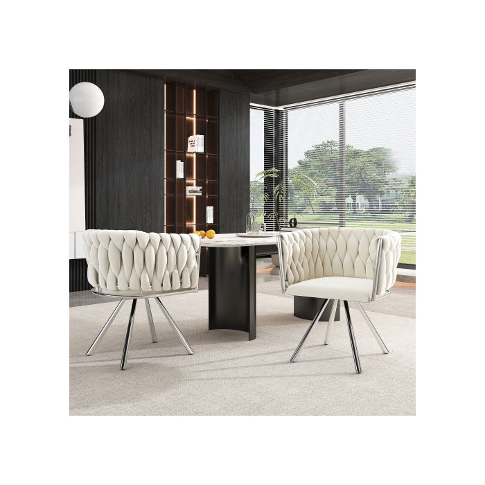 Dining Chair - MUVOE - Velvet - 360° Swivel - Ergonomic - Set of 2