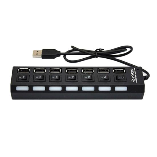 7-Port USB 2 High Speed Adapter HUB Splitter EIN/AUS-Schalter für Laptop-PC