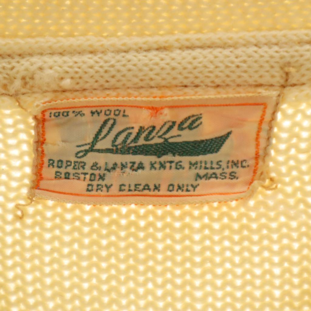 50s Vintage Long Sleeve Lettered Cardigan Beige Men's Used