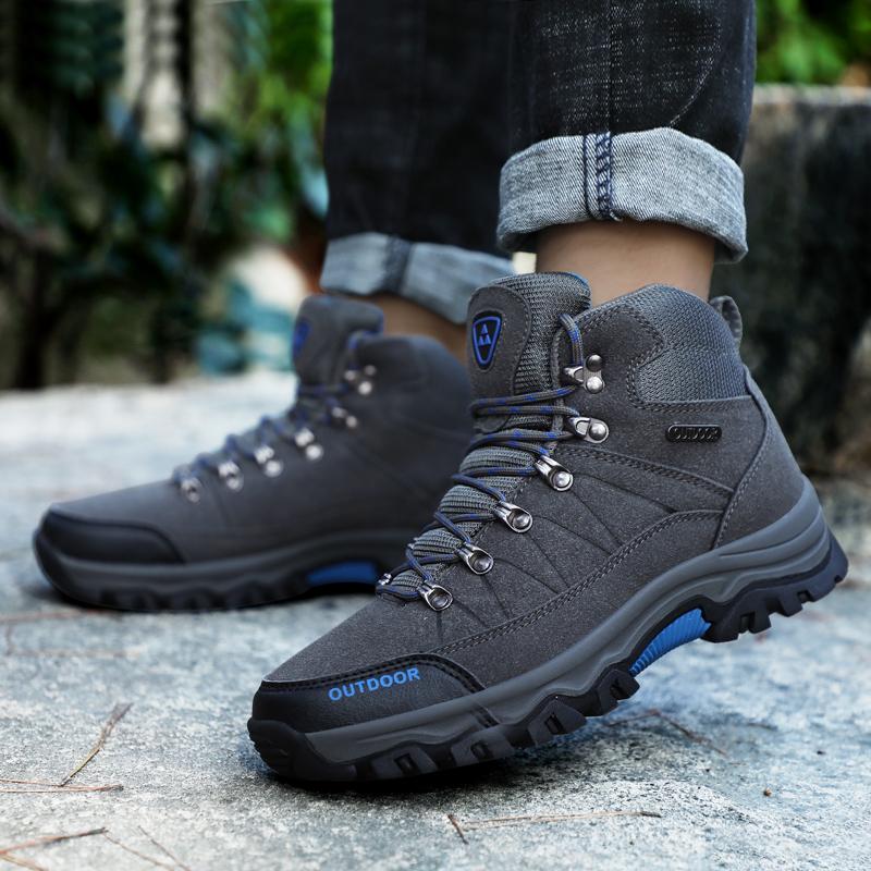 Autumn  Winter High Top Men's Shoes Outdoor Hiking Shoes Non-slip Wear-resistant Sole Hiking Shoes