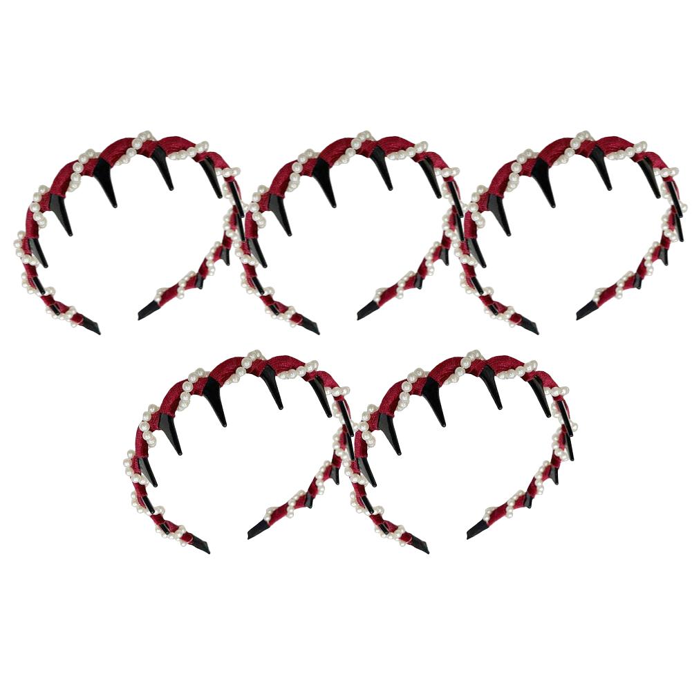 Women Headband Vintage High Cranium Artificial Pearl Hairband Rhinestones Hair Accessories Sweet Fashion Little Girls Hair Hoop