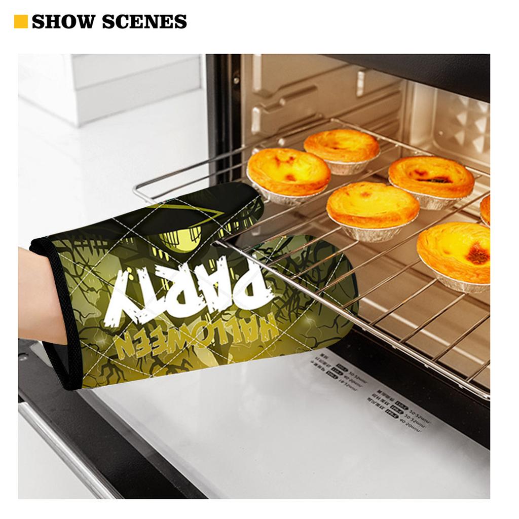 Halloween Baking Insulation Gloves Oven Microwave Oven Gloves Mat Set