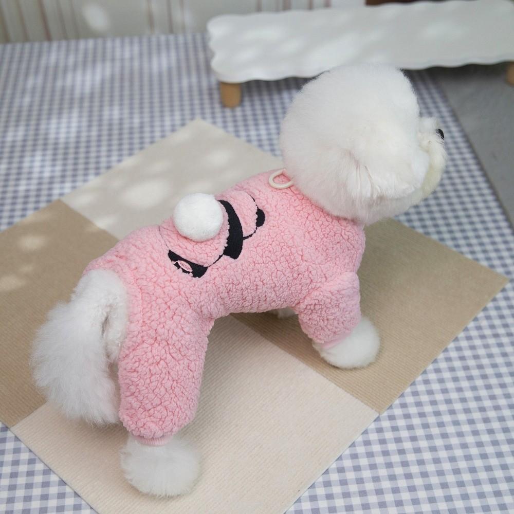 Panda Embroidered Dog Plush Jumpsuit Thickened Warm Winter Dog Clothes Dog Plush Sweater  Outdoor