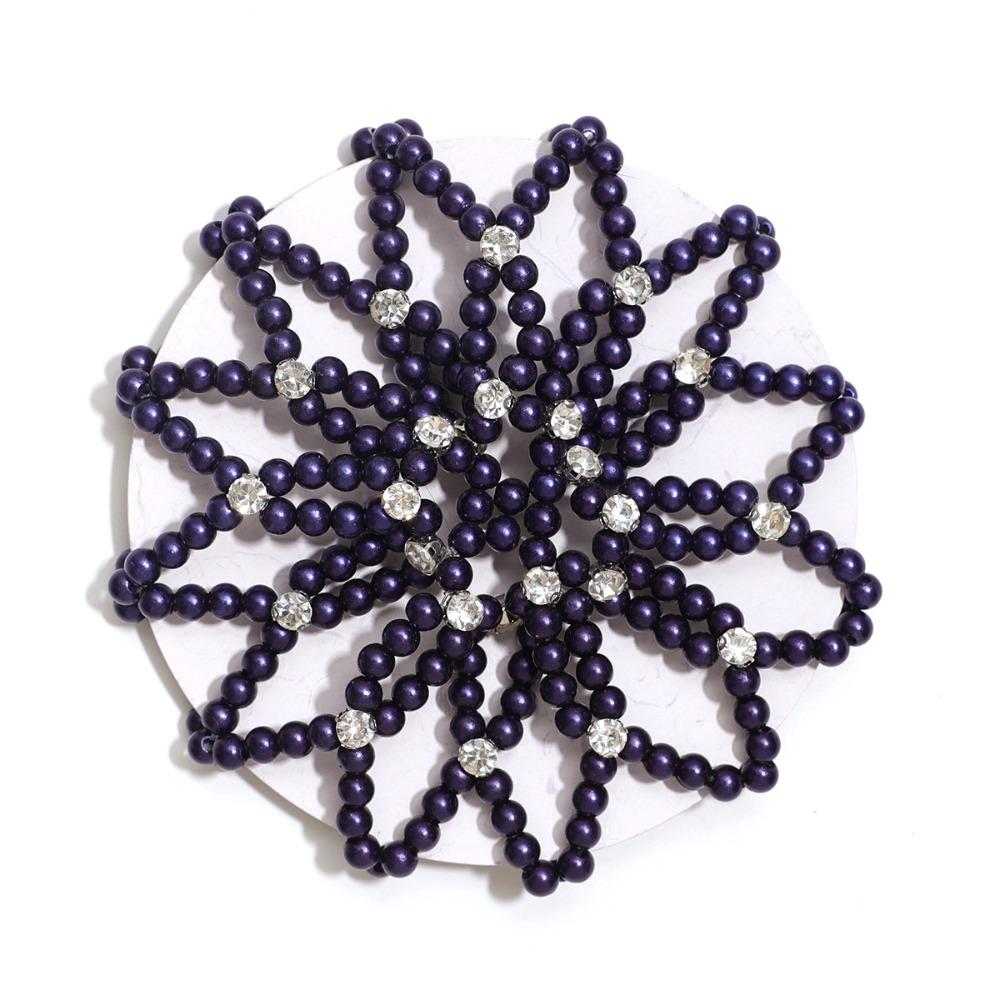 Elegant Pearl Crochet Bun Net Elastic Fake Pearl Hair Nets Hair Bun Covers  Hair Accessories