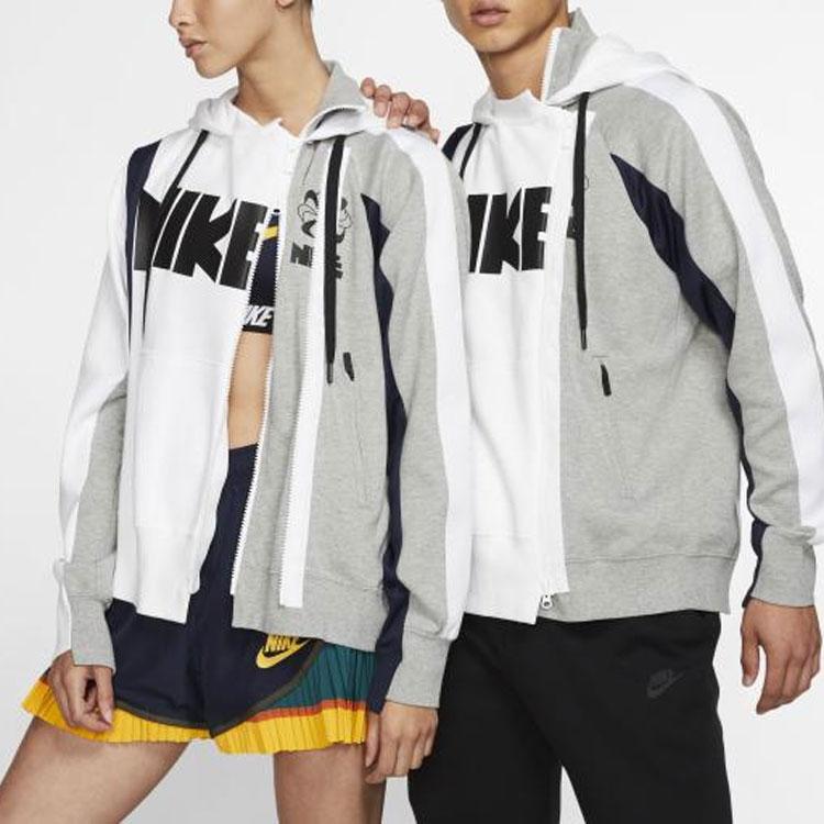 Nike x Sacai Double-Zip Hoodie Canyon Gold/Obsidian Women Outerwear Grey CD6303-711