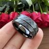 8MM Hammer Wedding Band For Men Women Multi-Faceted Brushed Offset Grooved Finish Nice Gift Jewelry Comfort Fit
