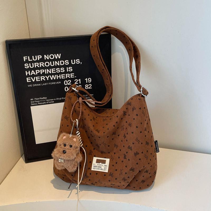 Autumn Winter 2026Korean Lazy Style Corduroy Shoulder Bag Large Capacity Crossbody Bag for Women Texture Versatile Storage Bags