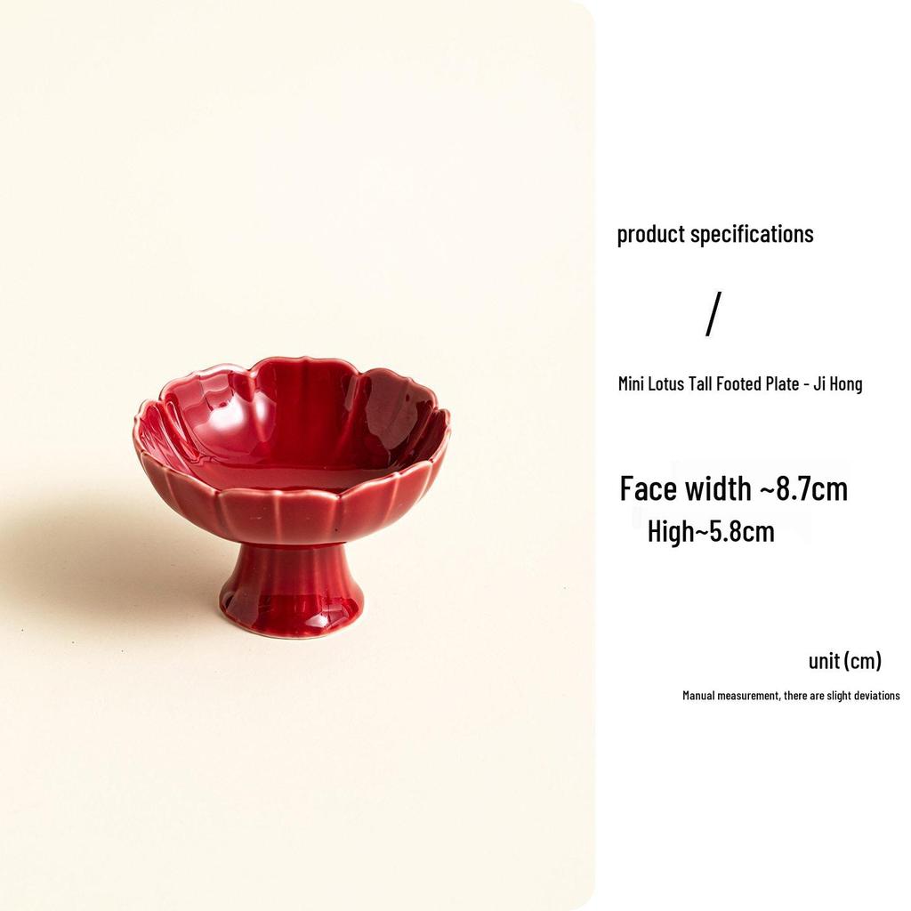 Red Ceramic Dessert Plate: Retro Chinese Pastry & Fruit Display Dish