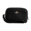 Logo Metal Zipper Leather Clutch Wristlet Mini Women Clutch Black CW906-IMBLK