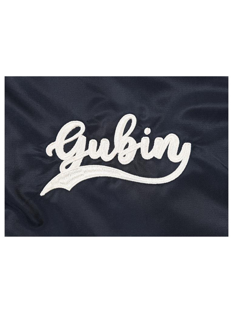 Gubin Color Block Pattern Baseball Jacket - Navy
