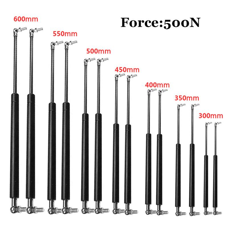 2pcs 500N 300-600mm Universal Lift Support Front Bonnet Hood Rear Trunk Tailgate Boot Shock Lift Strut Support Bar Gas Spring 300mm