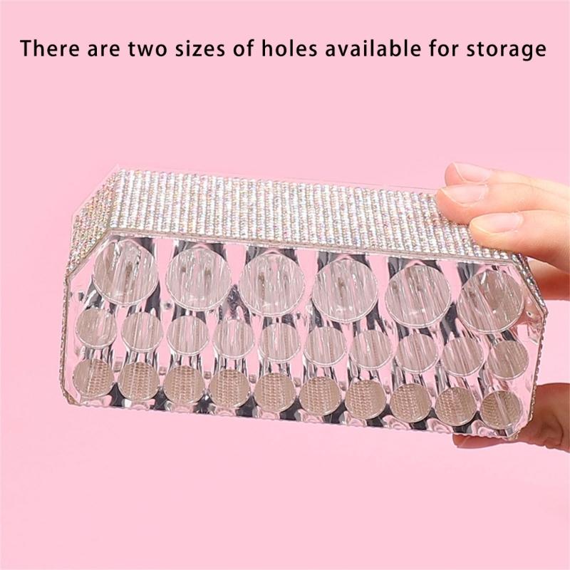 Multipurpose 26 Slot Makeup Brush Stand Rhinestones Acrylic Pen Organiser Cosmetic Brush Stand Vanity Organiser Rack