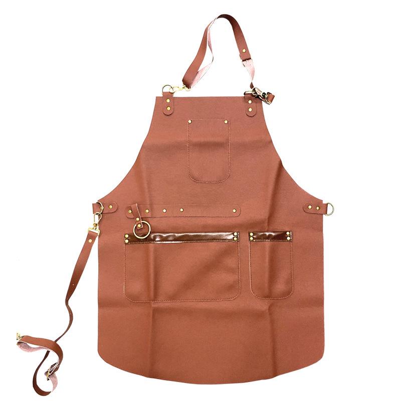 Waterproof PU Leather Apron – Oil-proof for Hairdressers, Barbers, Coffee Shops, and Bartenders.
