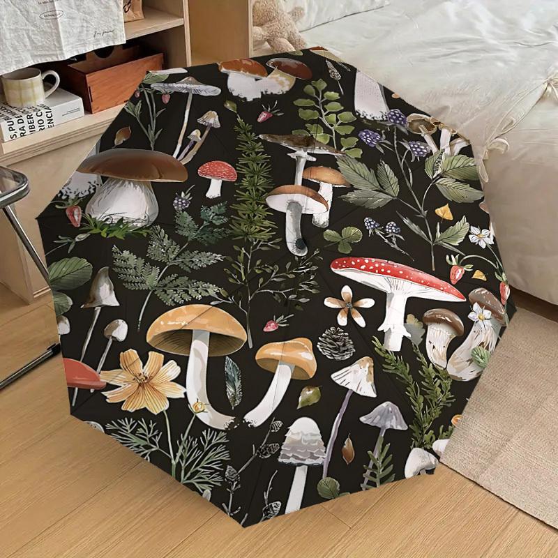 1PC Mushroom Flowers Umbrella-8-Rib Reinforced, Automatic Open, Lightweight & Durable, Cute Fashion Accessory for Outdoor-P63