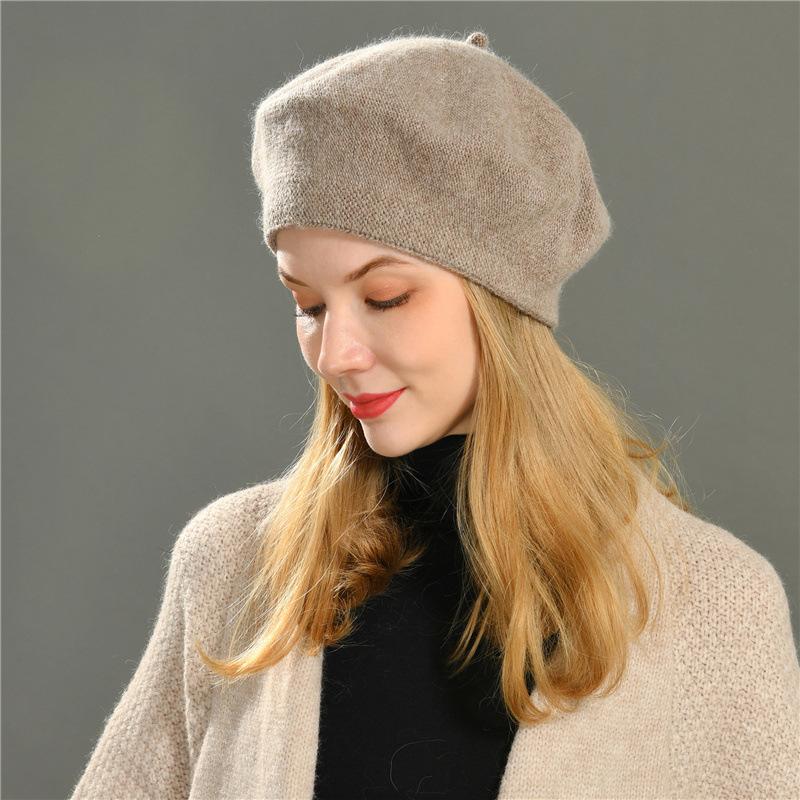 Fashion Versatile Rabbit Down Dudu Head Beret Women's Winter Outdoor Windproof Wool Cap Warm Ear Protection