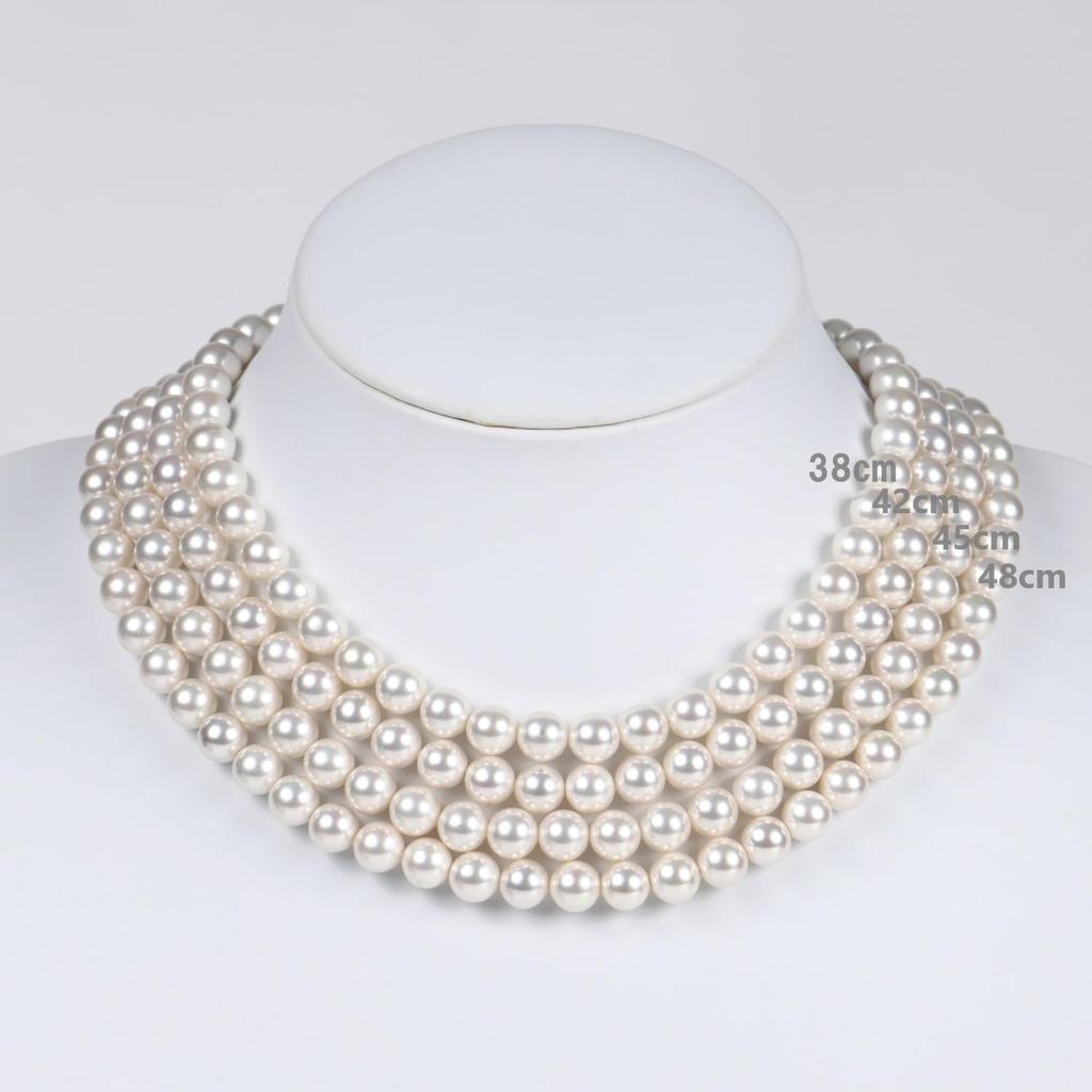 [Produced by Yumi Katsura] Pearl Necklace 8mm RoseYumiRose Popular Women's Simple and Stylish Necklace for Formal Occasions (42cm, White)