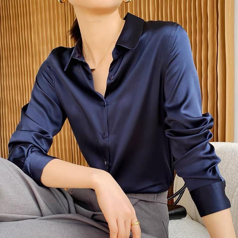 Japanese Satin Anti-wrinkle Droop Texture High-end Shirt for Women Long Sleeves Can Be Fashionable and Professional