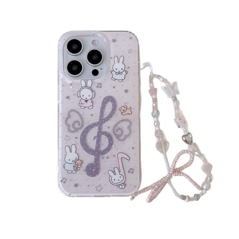 Creative Musical Note Rabbit Bowknot Phone Case for iPhone 17/16 Pro Max
