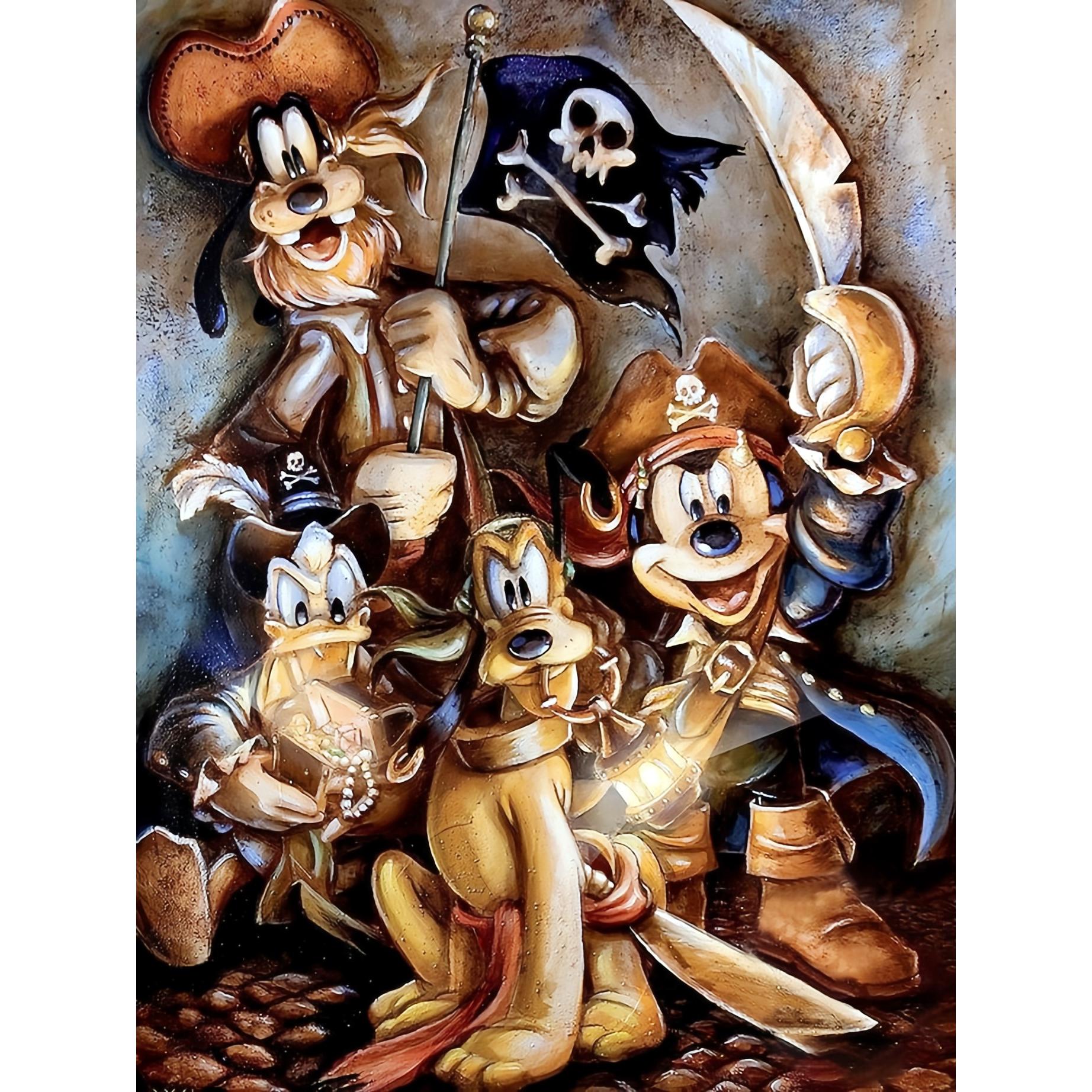 

Алмазная вышивка Микки Маус Минни Полная круглая вышивка Гуфи Дональд Дак Полная круглая мультяшная мозаика Домашний декор Round 30x40cm