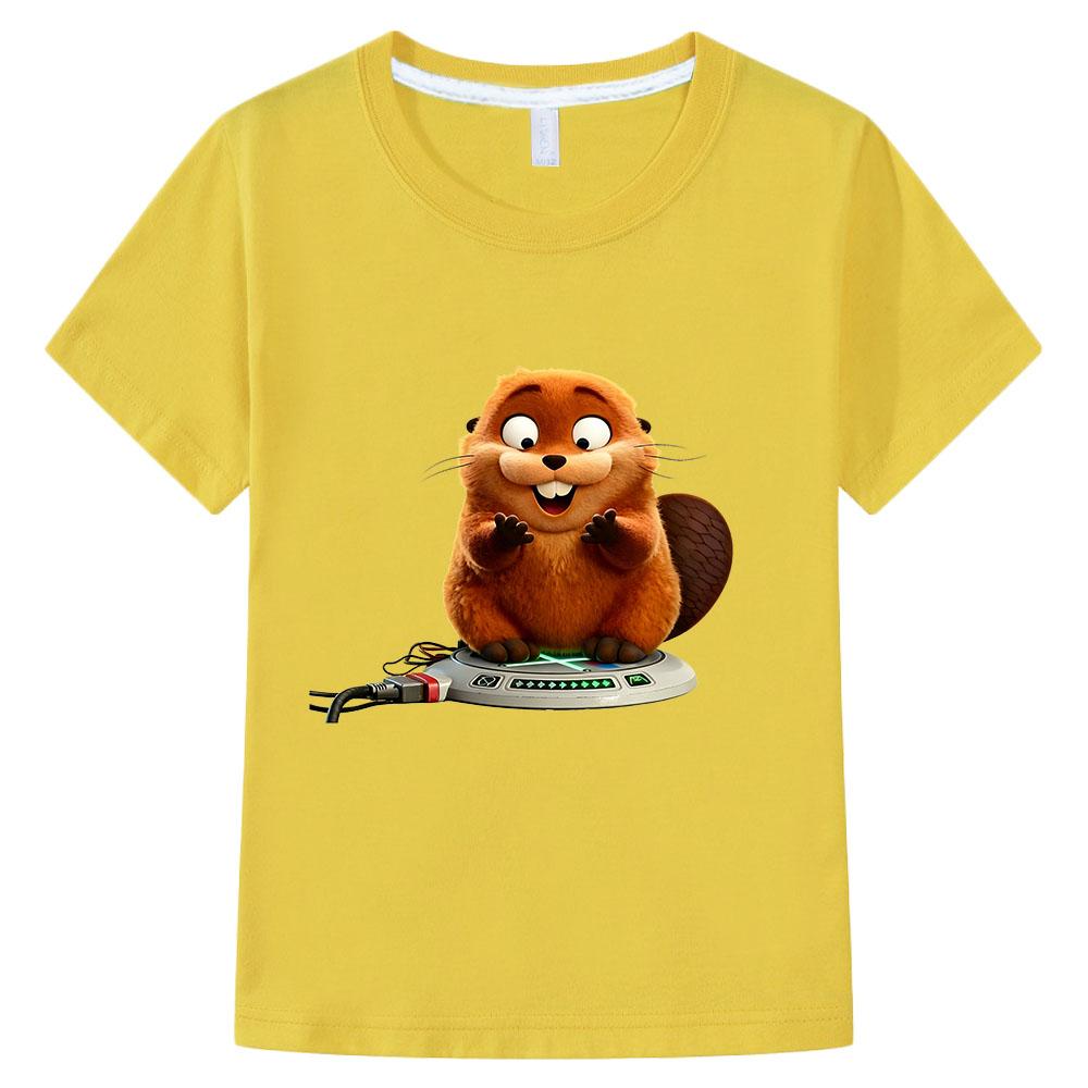 

2026 NEW Hoppers 100% Cotton Cartoon Children s T-Shirt Anime Print Kids Tees Boys Girls Tops O-Neck Short Sleeve Summer Toddler 160 жовтий