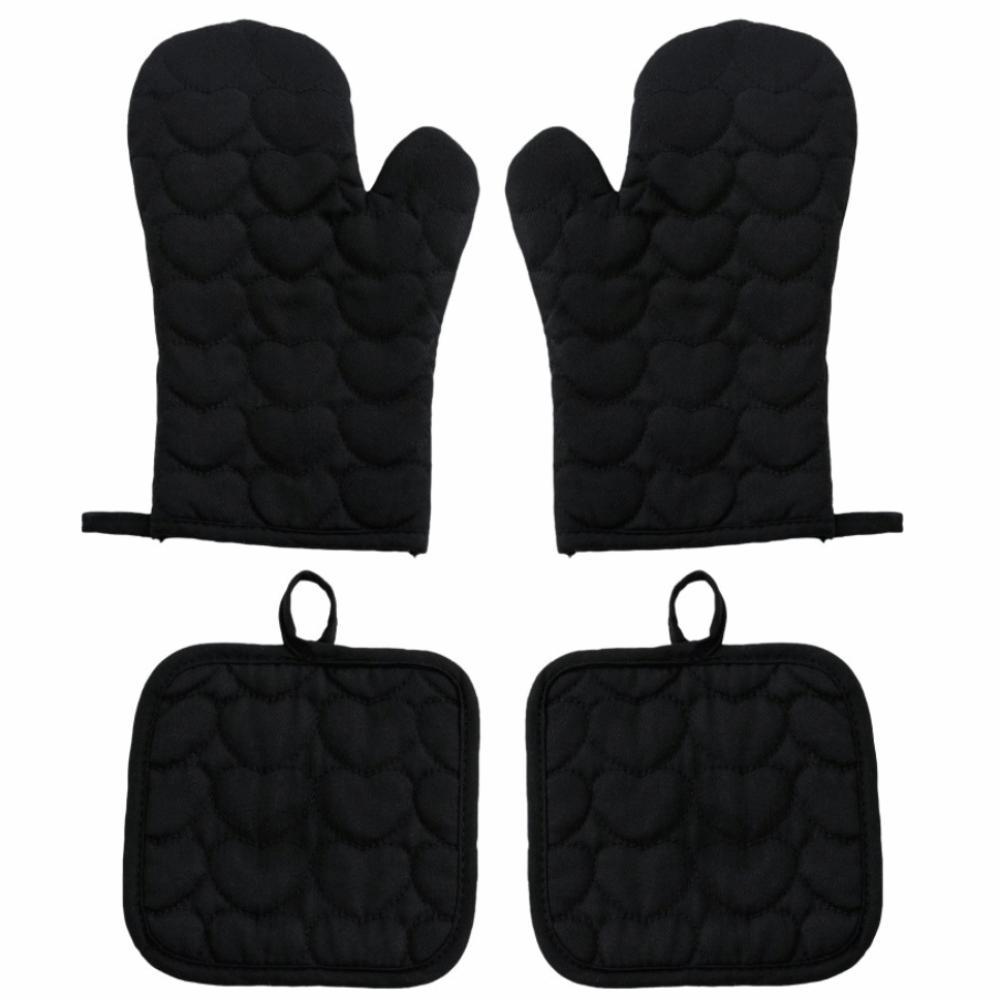 4 sztuki/zestaw Pogrubiony Zestaw Rękawic Kuchennych na Piekarnik w Kształcie Serca Antypoślizgowe Rękawice Izolowane Rękawice do Kuchenki Mikrofalowej Naczynie