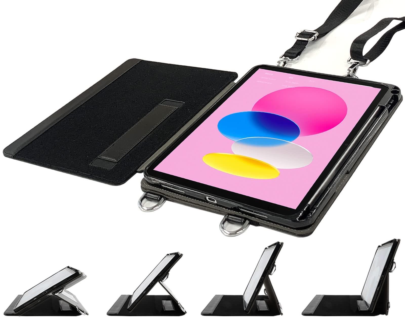 

SLYDA iPad 10,9 дюйма 10-го поколения (2022) / iPad 11 дюймов (А16) 11-е поколение (2025) Совместимый чехол-подставка с регулируемым углом наклона и плечевым ремнем, Apple P