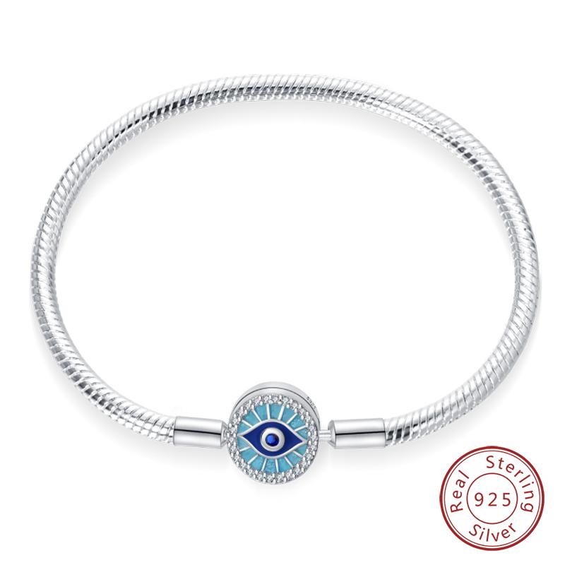 Original 925 Silver Heart Star Moon Snowflake Butterfly Bracelets 17 20CM For Women DIY Charms Jewelry Gifts