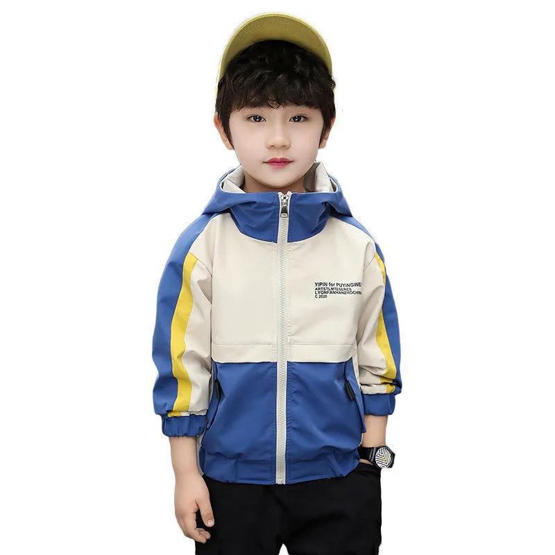 Boys Windbreaker Jackets Spring Autumn Big Kids Hooded Cardigan Coats Children Clothes Casual Sportwear Outerwear 3-10 Years