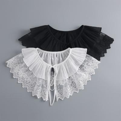 Damen Spitzenhemd Abnehmbarer Kragen Wickelbluse Tops Revers Falscher Kragen Schals Damenkleid Kleiner Umhang Fuax Kragen Dekoration