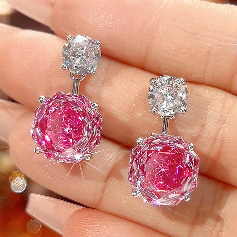 Autumn and winter new Huabi jewelry copper bottom gold-plated rose cut rose red simple wind round set main stone 14-12m