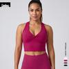 Twisted V-Neck Shockproof Sports Bra with Cross-Back Design for High-Elasticity Support In Pilates and Running