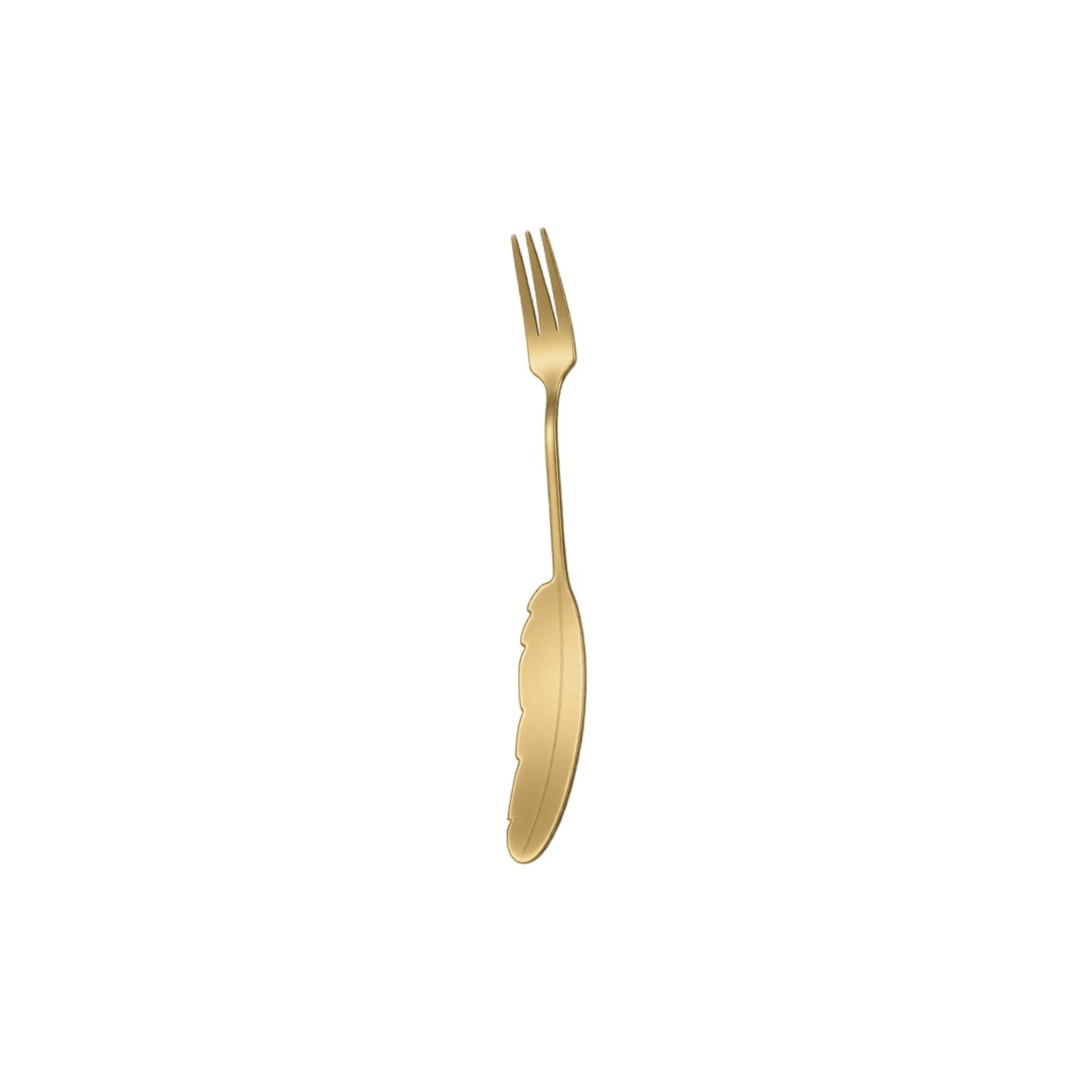 304 Stainless Steel Feather Design Creative Ins Style Hotel Western Dining Fork Durable Cutlery for Restaurant Use one size золотой