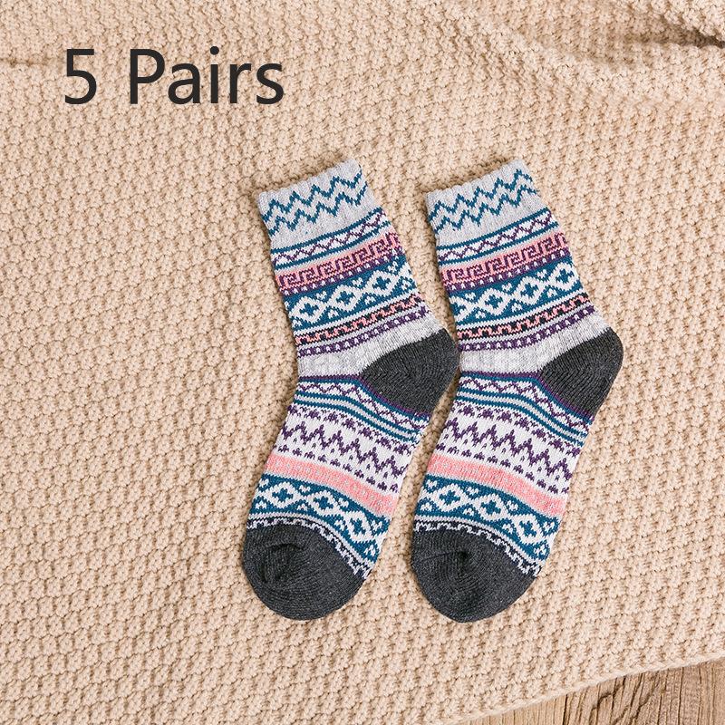 

5 пар осенне-зимних теплых утолщенных парных носков крестообразной формы и носков из кроличьей шерсти 5 pairs