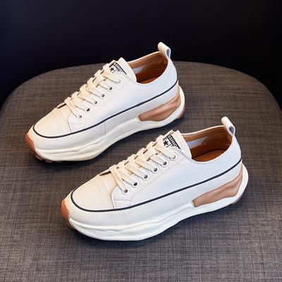 Rundleer kleine witte schoenen kindernieuwe damesschoenen sport en vrije tijd veelzijdig ins tide vier seizoenen enkele schoenen Koreaanse versie boardschoenen