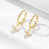 Geometric Cross Stud Earrings Women Sterling With Cubic Zirconia Fashion Lightweight Hoop Jewelry