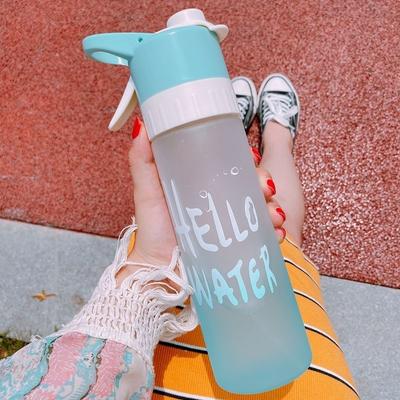 Botella de agua con pulverizador de 650 ml para deportes al aire libre, fitness, gran capacidad, sin BPA, para viaje