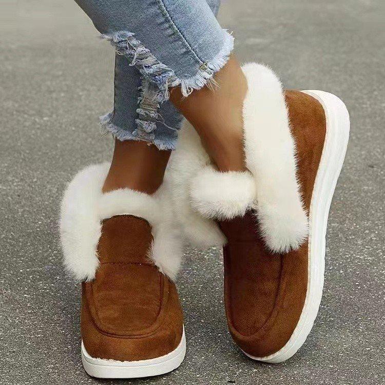 

Autumn and Winter Women s Cotton Shoes New Solid Color Suede Cotton Shoes Casual Snow Shoes Low Top Suede 43 коричневый