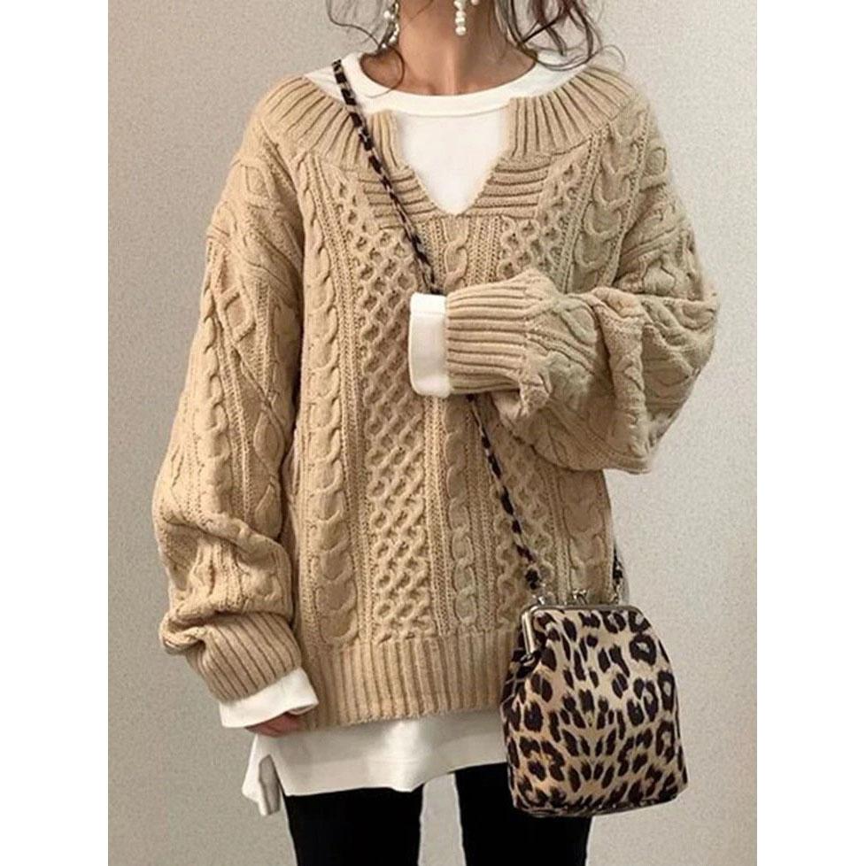 Autumn Winter Women Warm Long Sleeve Half Open Collar Tops Knitted Sweater Retro Office Lady Jumpers Pullovers Knit Sweater
