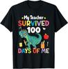 100th Day Of School My Teacher Survived 100 Days Boys Dino T-Shirt