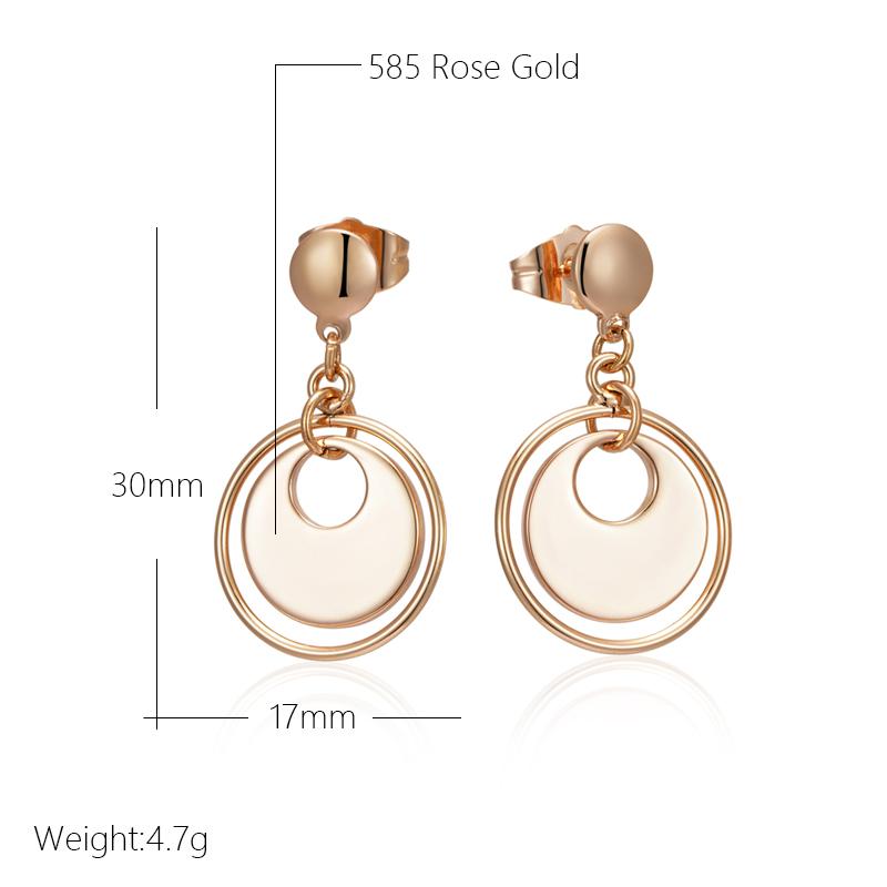 Wbmqda Einzigartige Glänzende Doppelte Creolen Ohrstecker für Damen 585 Roségold Farbe Party Feiner Täglicher Schmuck Vintage Accessoires