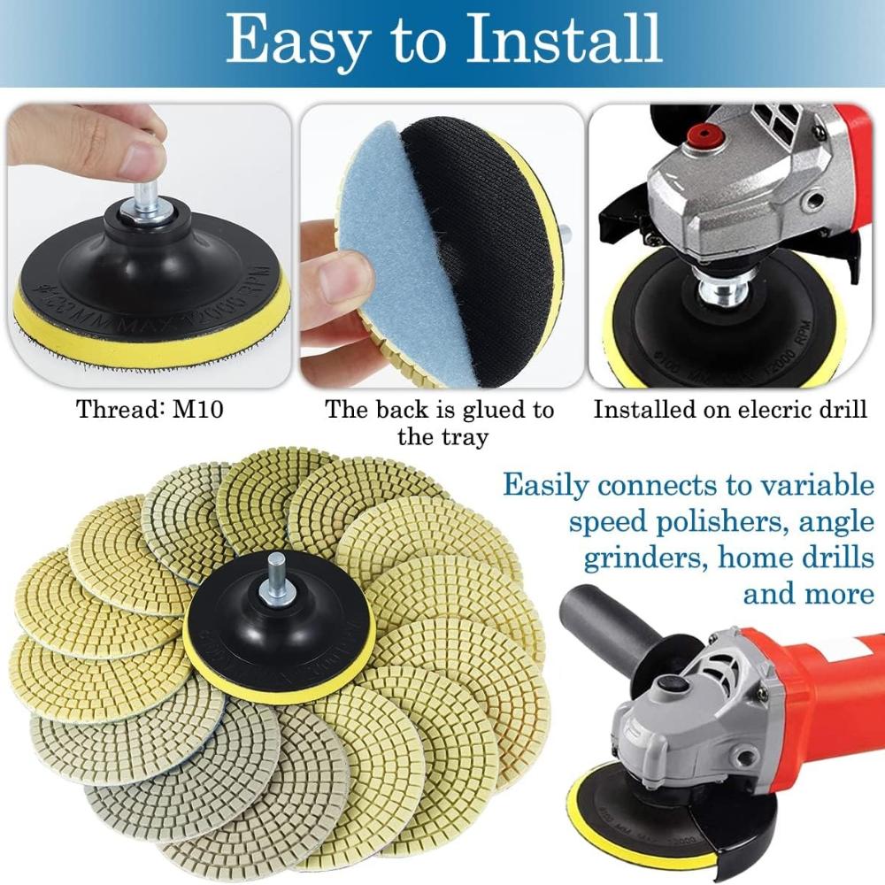 16 Pcs Diamond Polishing Pads 16pcs 4 Inch 4 Inch 4 Inch 4 Inch Dry Polishing and Polishing Change Polishing Quick Change Wet Change Polishing Accesso