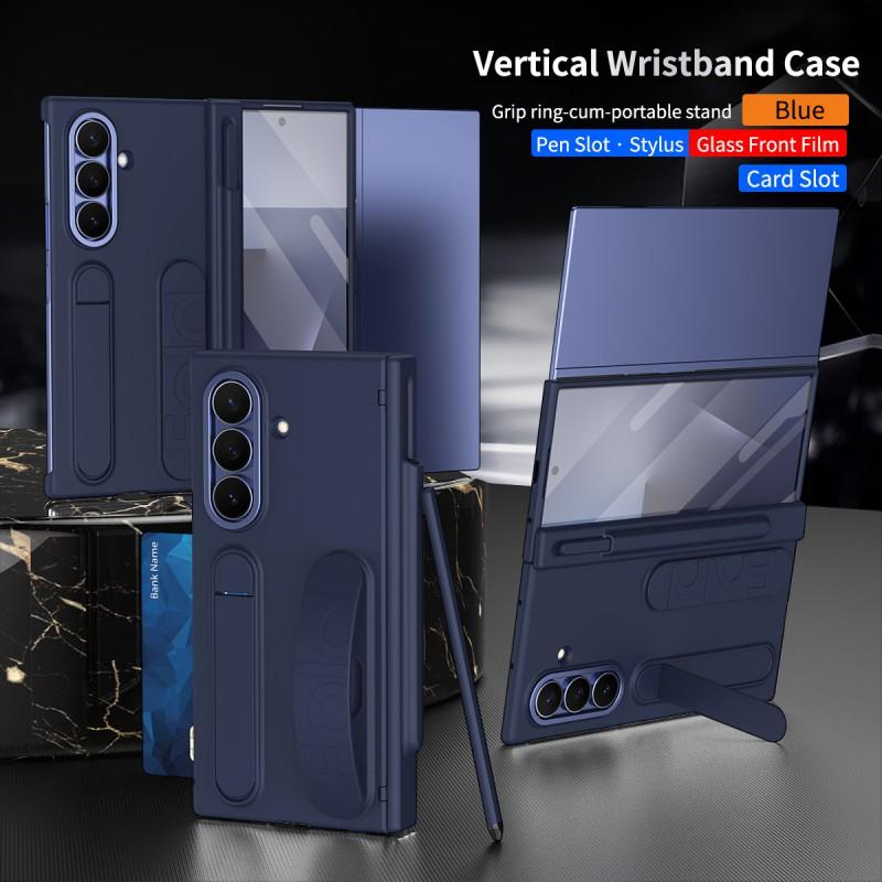 TriFold Phone Case With Wrist Strap Card Slot Stylus Holder Shockproof PC Cover Z Fold Series