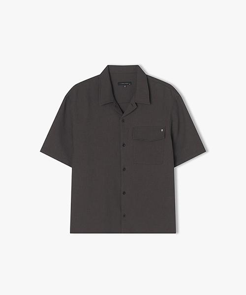 River Classy [25Ss] Llm31513 Brown Waffle Knit Open Collar Short Sleeve Shirt 95