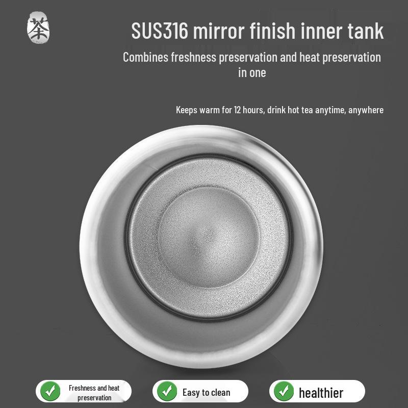 New 316 Stainless Steel Insulated Cup with Quick-Open Lid and Tea Separator
